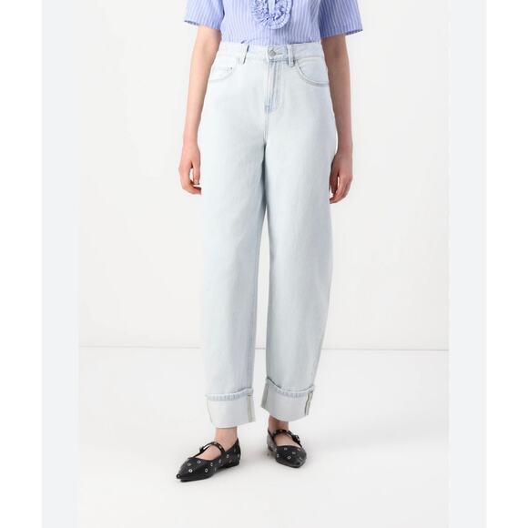 Vero Moda Barrel High rise Wide Leg light blue denim jeans Sz. 25 NWT - Picture 1 of 9